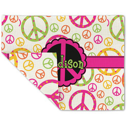 Peace Sign Double-Sided Linen Placemat - Single w/ Name or Text