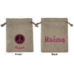 Peace Sign Medium Burlap Gift Bag - Front & Back (Personalized)