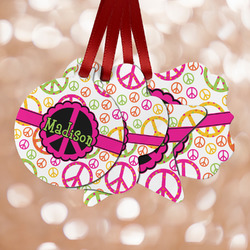 Peace Sign Metal Ornaments - Double Sided w/ Name or Text