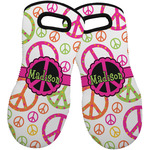 Peace Sign Neoprene Oven Mitts - Set of 2 w/ Name or Text