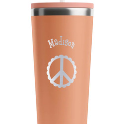 Peace Sign RTIC Everyday Tumbler with Straw - 28oz - Peach - Double-Sided (Personalized)