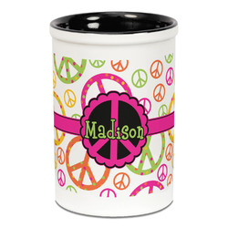 Peace Sign Ceramic Pencil Holders - Black