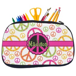 Peace Sign Neoprene Pencil Case - Medium w/ Name or Text