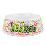 Peace Sign Plastic Dog Bowl - Medium (Personalized)