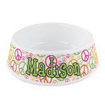 Peace Sign Plastic Dog Bowl - Small (Personalized)