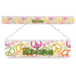 Peace Sign Plastic Ruler - 12" (Personalized)