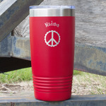 Peace Sign 20 oz Stainless Steel Tumbler - Red - Double Sided (Personalized)