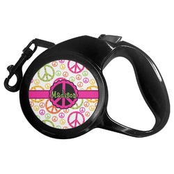 Peace Sign Retractable Dog Leash - Small (Personalized)