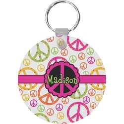 Peace Sign Round Plastic Keychain (Personalized)