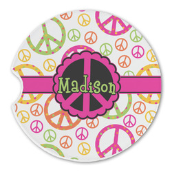 Peace Sign Sandstone Car Coaster - Single (Personalized)