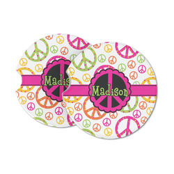 Peace Sign Sandstone Car Coasters - Set of 2 (Personalized)
