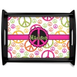 Peace Sign Black Wooden Tray - Large (Personalized)