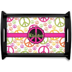 Peace Sign Black Wooden Tray - Small (Personalized)