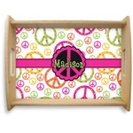 Peace Sign Natural Wooden Tray - Large (Personalized)