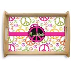 Peace Sign Natural Wooden Tray - Small (Personalized)