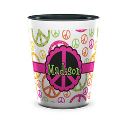 Peace Sign Ceramic Shot Glass - 1.5 oz - Two Tone - Single (Personalized)