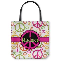 Peace Sign Canvas Tote Bag - Small - 13"x13" (Personalized)