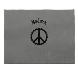 Peace Sign Small Gift Box w/ Engraved Leather Lid (Personalized)