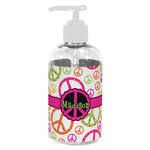 Peace Sign Plastic Soap / Lotion Dispenser (8 oz - Small - White) (Personalized)