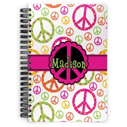 Peace Sign Spiral Notebook - 7x10 w/ Name or Text