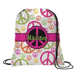 Peace Sign Drawstring Backpack - Medium (Personalized)