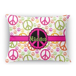 Peace Sign Rectangular Throw Pillow Case - 12"x18" (Personalized)