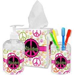 Peace Sign Acrylic Bathroom Accessories Set w/ Name or Text