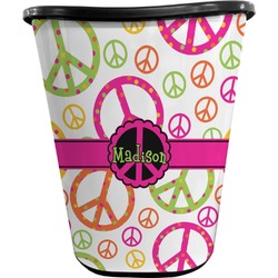 Peace Sign Waste Basket - Double Sided (Black) (Personalized)