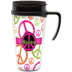 Peace Sign Acrylic Travel Mug with Handle (Personalized)