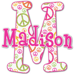 Peace Sign Name & Initial Decal - Up to 12"x12" (Personalized)