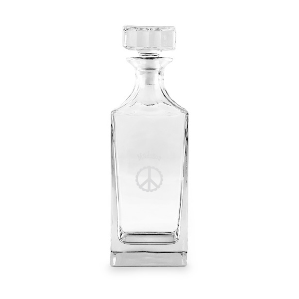 Custom Peace Sign Whiskey Decanter - 30 oz Square (Personalized)