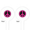 Peace Sign White Plastic 4" Food Pick - Round - Double Sided - Front & Back