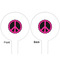 Peace Sign White Plastic 6" Food Pick - Round - Double Sided - Front & Back