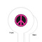 Peace Sign White Plastic 6" Food Pick - Round - Single Sided - Front & Back