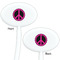 Peace Sign White Plastic 7" Stir Stick - Double Sided - Oval - Front & Back