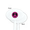 Peace Sign White Plastic 7" Stir Stick - Single Sided - Oval - Front & Back