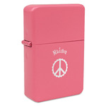 Peace Sign Windproof Lighter - Pink - Single Sided & Lid Engraved (Personalized)