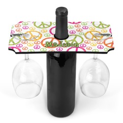 Peace Sign Wine Bottle & Glass Holder (Personalized)