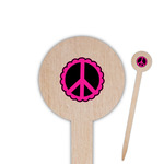 Peace Sign 6" Round Wooden Food Picks - Double Sided