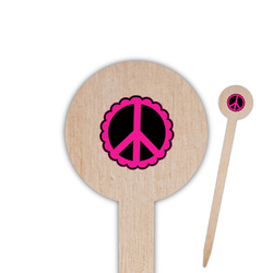 Peace Sign 6" Round Wooden Food Picks - Single Sided