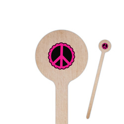 Peace Sign 7.5" Round Wooden Stir Sticks - Single Sided