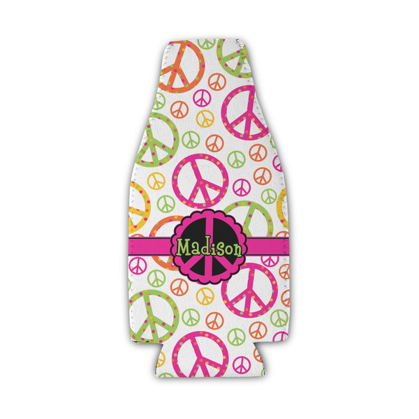 Custom Peace Sign Zipper Bottle Cooler (Personalized)