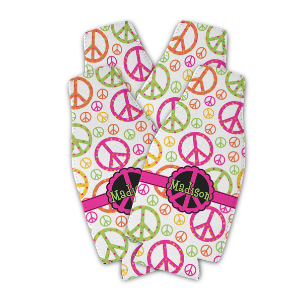 Custom Peace Sign Zipper Bottle Cooler - Set of 4 (Personalized)