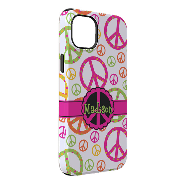 Custom Peace Sign iPhone Case - Rubber Lined - iPhone 14 Plus (Personalized)