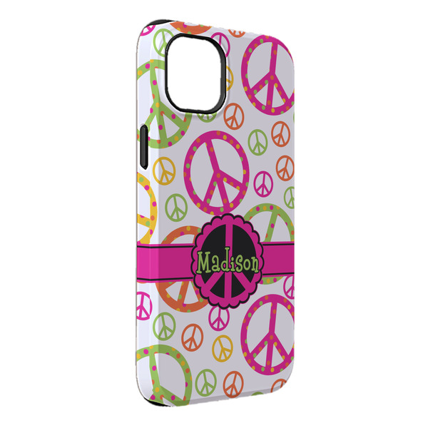 Custom Peace Sign iPhone Case - Rubber Lined - iPhone 14 Pro Max (Personalized)