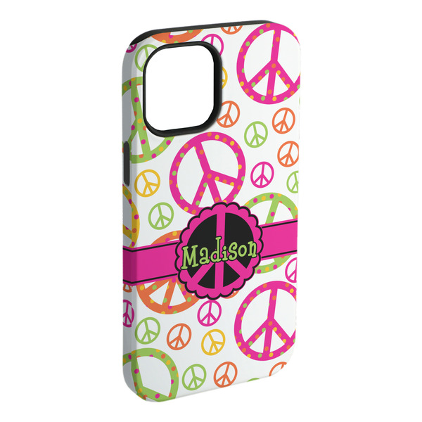 Custom Peace Sign iPhone Case - Rubber Lined - iPhone 15 Plus (Personalized)