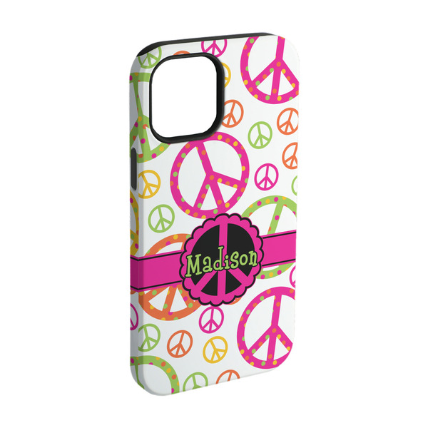 Custom Peace Sign iPhone Case - Rubber Lined - iPhone 15 Pro (Personalized)