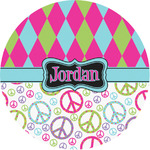 Harlequin & Peace Signs Multipurpose Round Labels - 1" (Personalized)