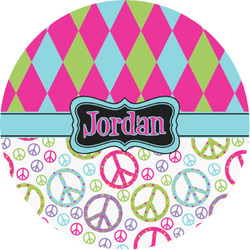 Harlequin & Peace Signs Multipurpose Round Labels - 1" (Personalized)