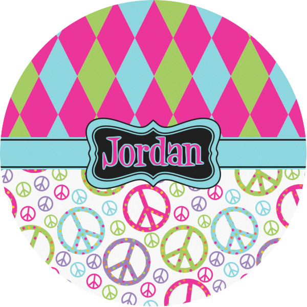 Custom Harlequin & Peace Signs Multipurpose Round Labels - 1" (Personalized)